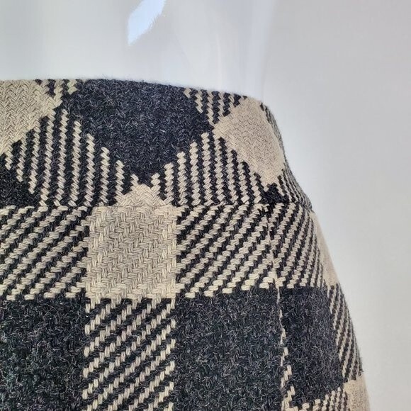 Vintage 90's Talbots Black & Cream Gingham Wool Skirt - Picture 4 of 8